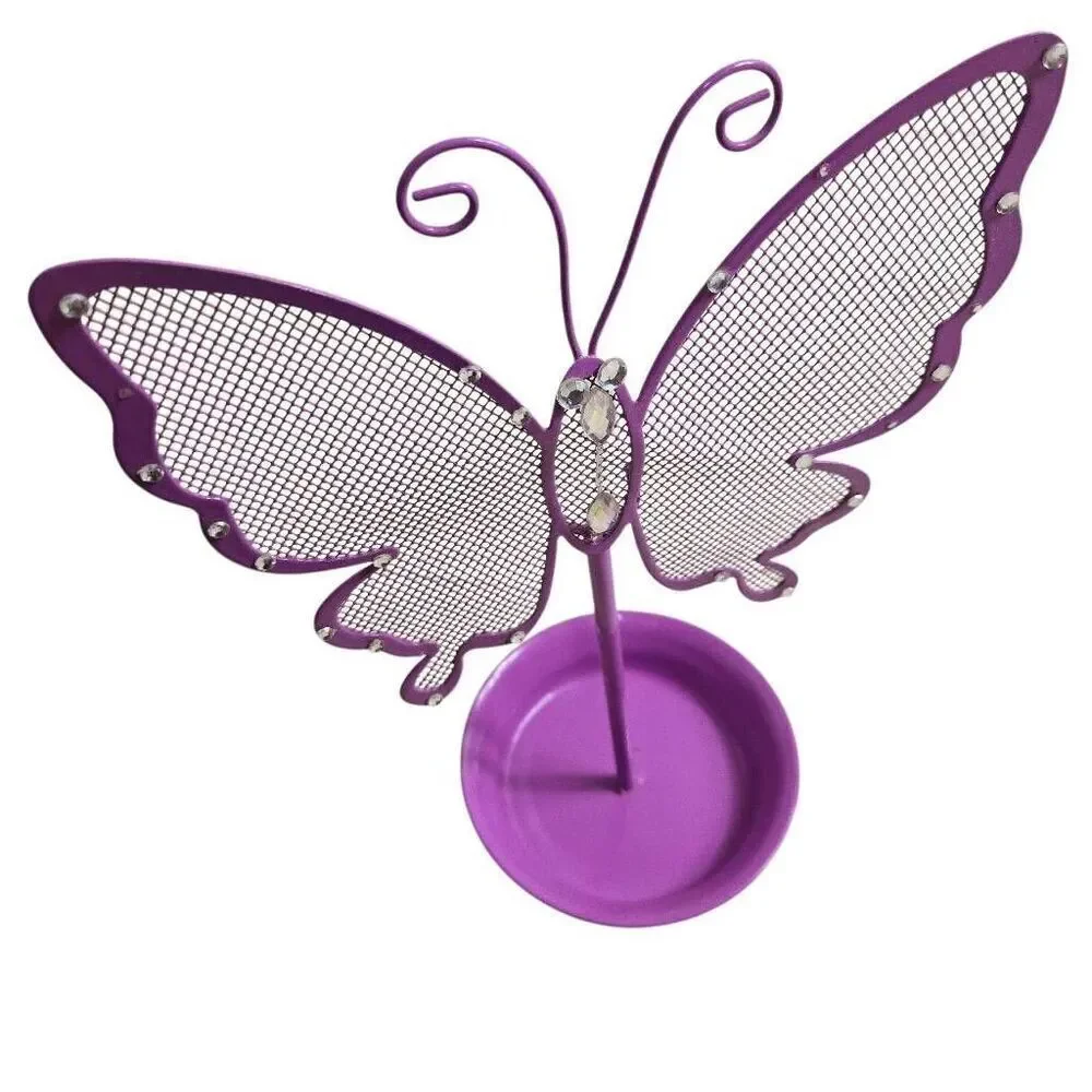 Cute Butterfly Jewelry Organizer – Purple Earring Jewelry Stand – Dresser Top Je